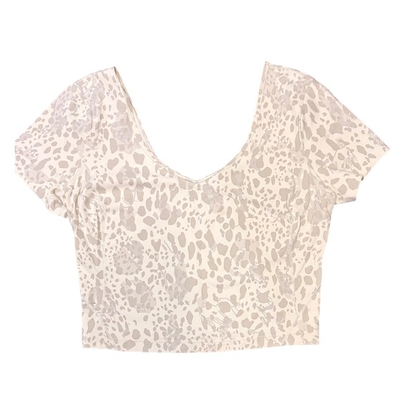 Lululemon Tops - Lululemon Align T-Shirt Cheetah Camo Antique White Multi Cropped V-Neck Top